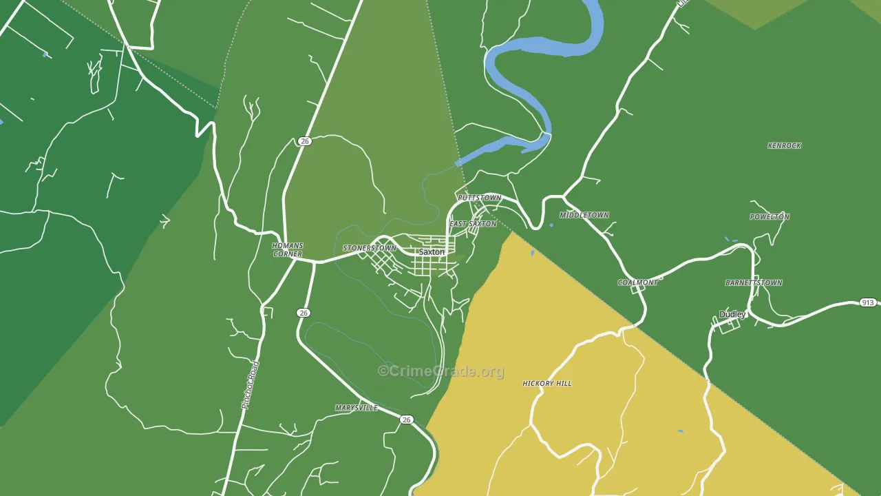 Saxton, PA Map of Theft Rates