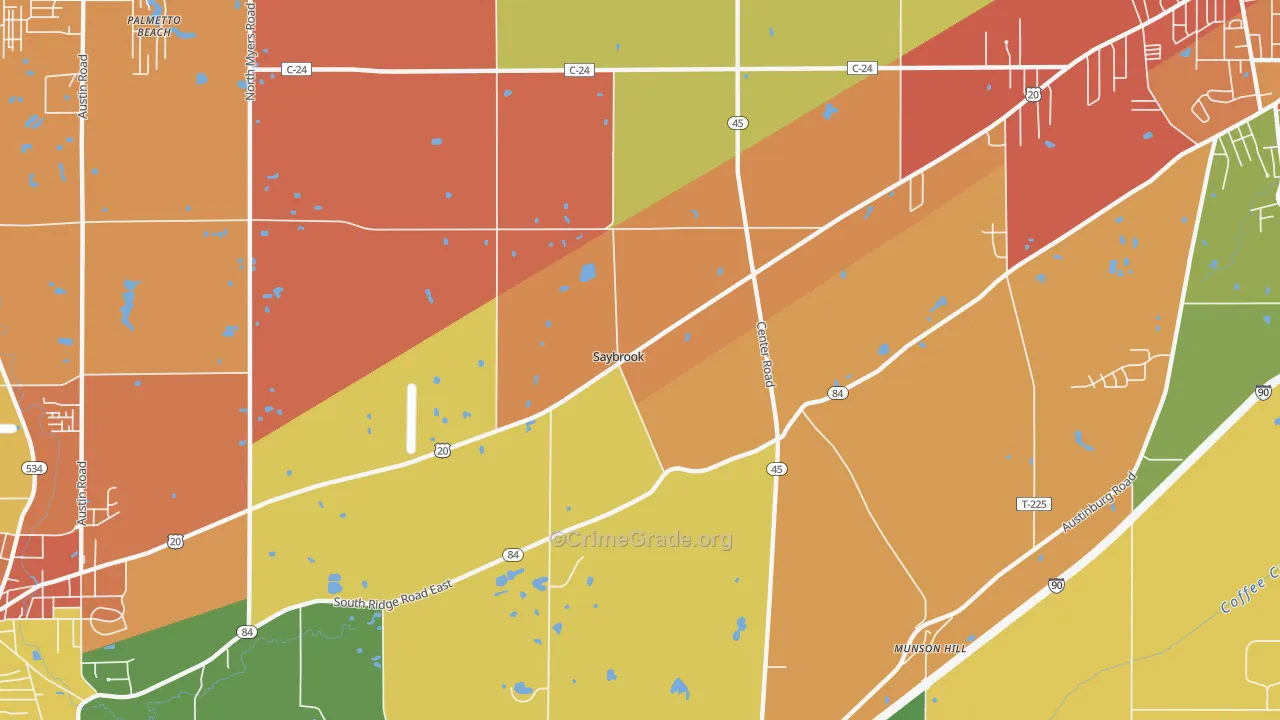 Saybrook, OH Map of Theft Rates