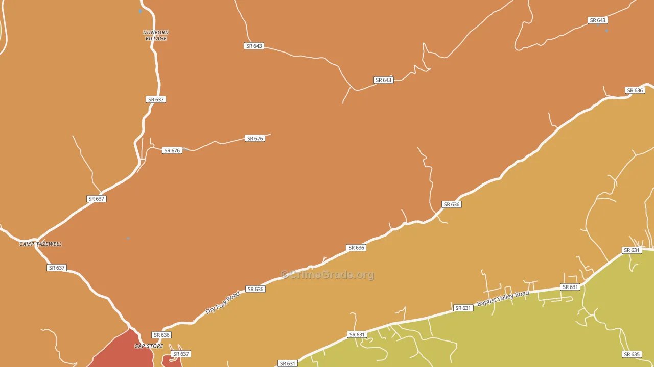 Sayersville, VA Map of Theft Rates