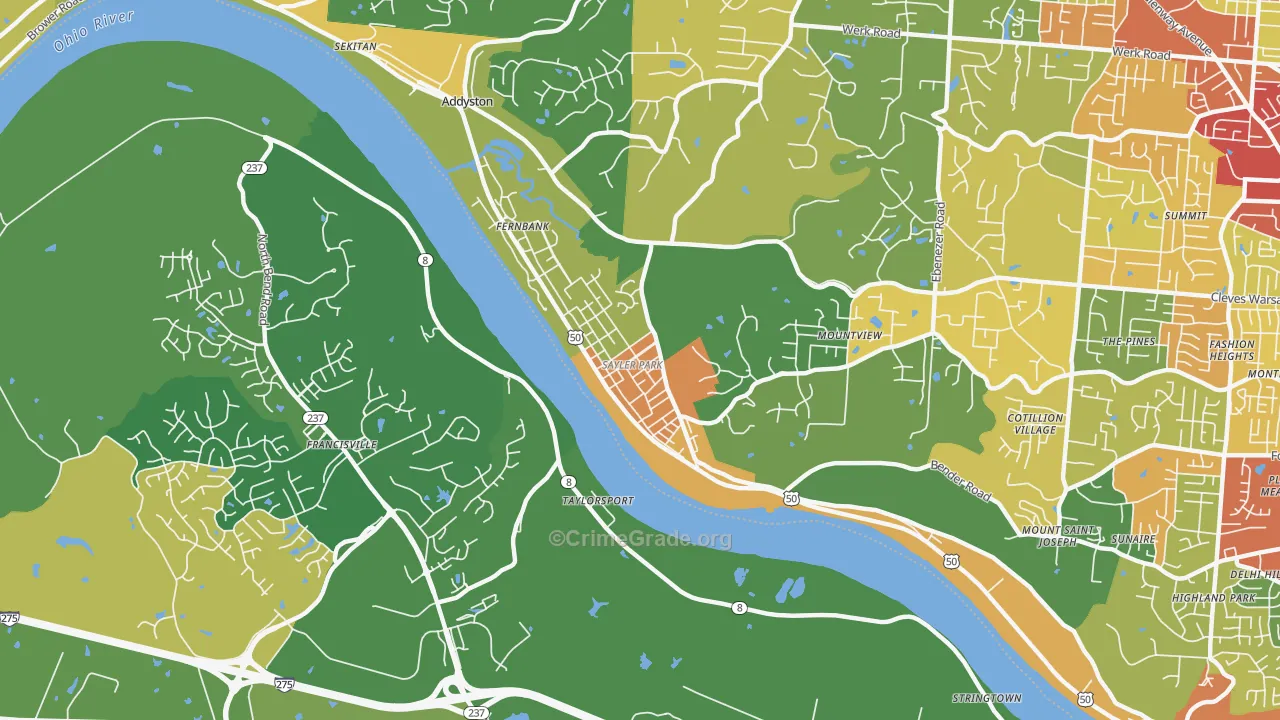 Sayler Park, Cincinnati, OH Map of Theft Rates