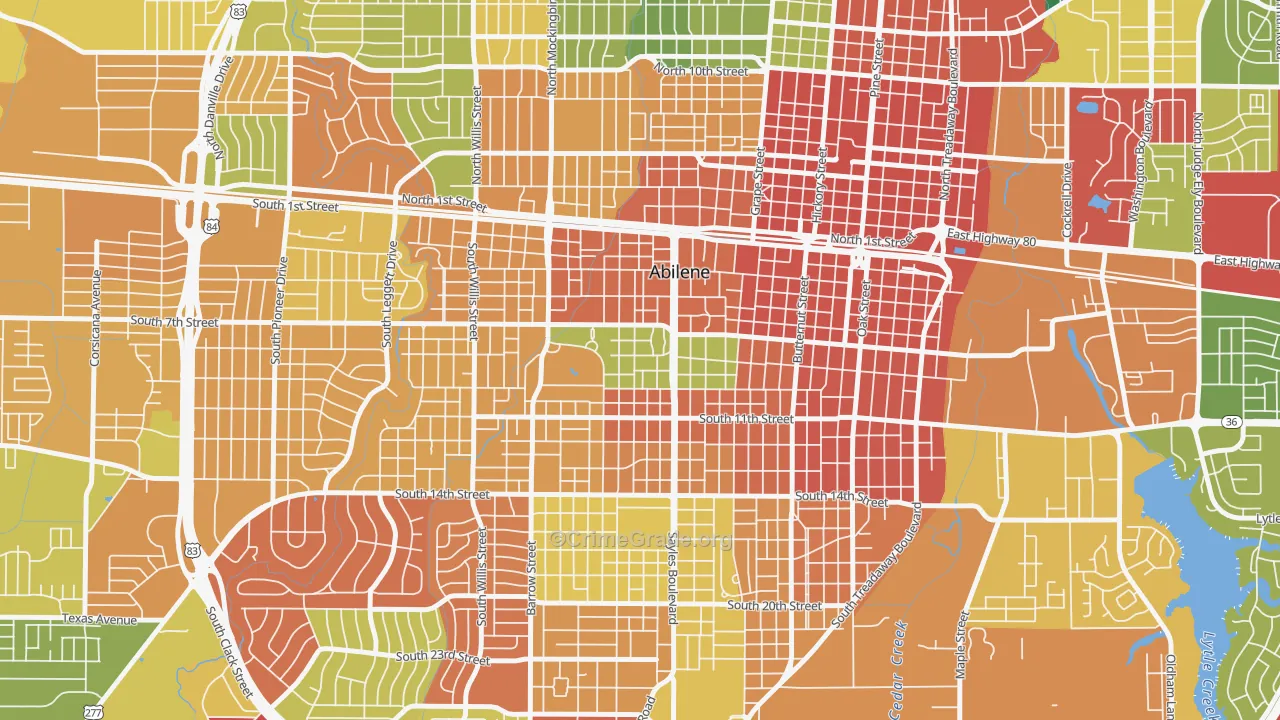 Sayles Boulevard Area, Abilene, TX Map of Theft Rates
