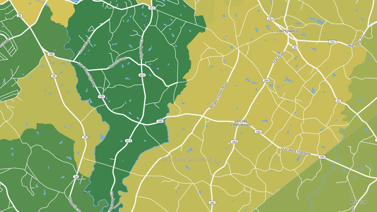 Saylors Crossroads, SC Map of Theft Rates