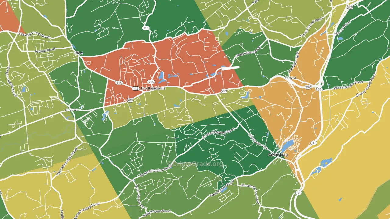 Saylorsburg, PA Map of Theft Rates