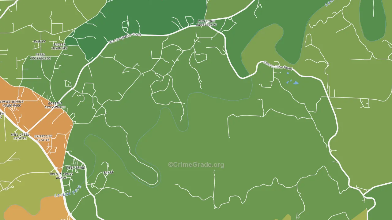 Sayre, AL Map of Theft Rates