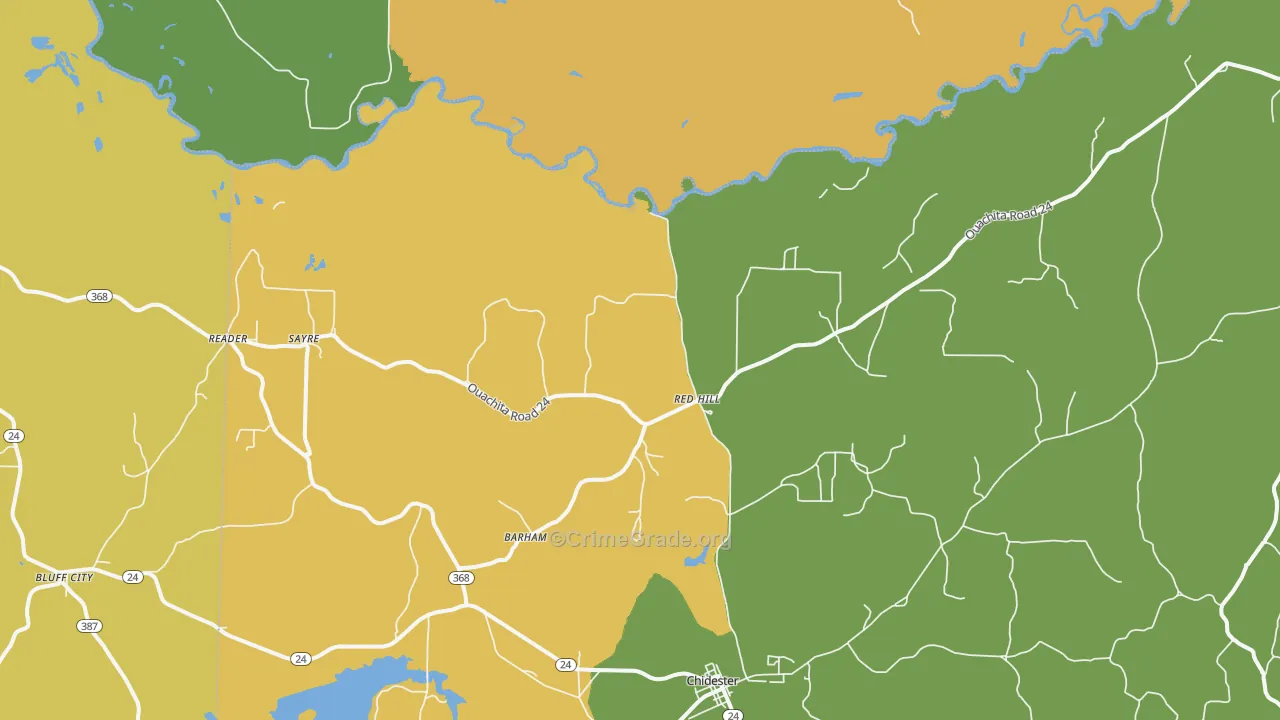 Sayre, AR Map of Theft Rates
