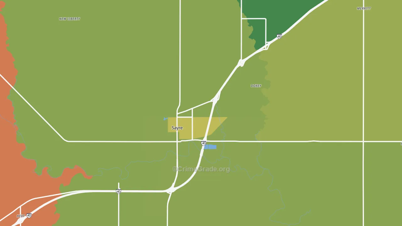 Sayre, OK Map of Theft Rates