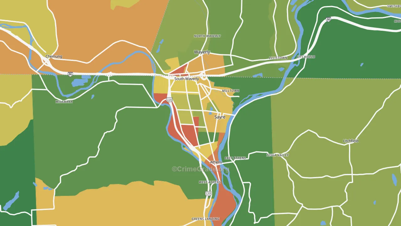Sayre, PA Map of Theft Rates