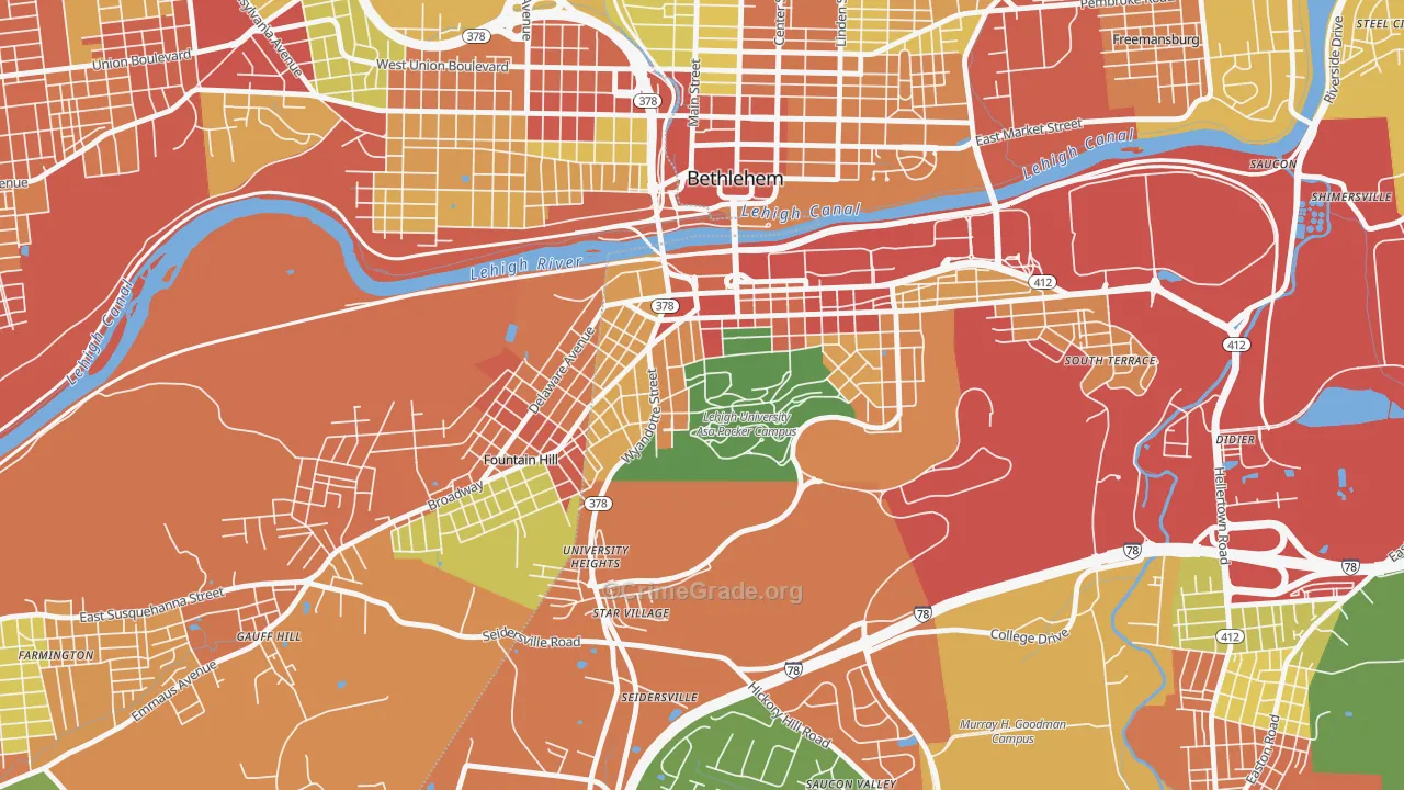 Sayre Park, Bethlehem, PA Map of Theft Rates
