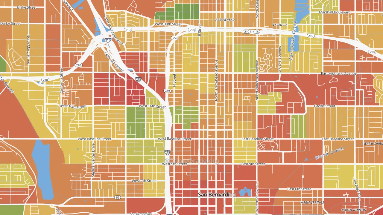 SBHS, San Bernardino, CA Map of Theft Rates