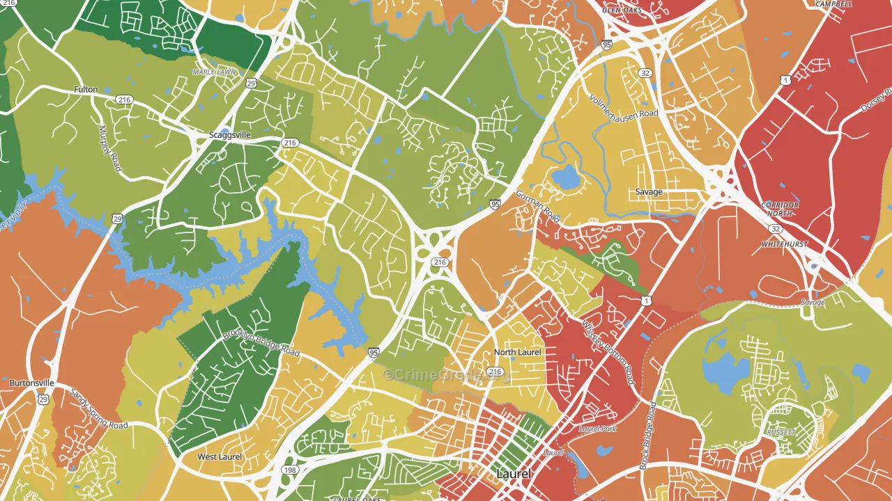 Scaggsville, MD Map of Theft Rates