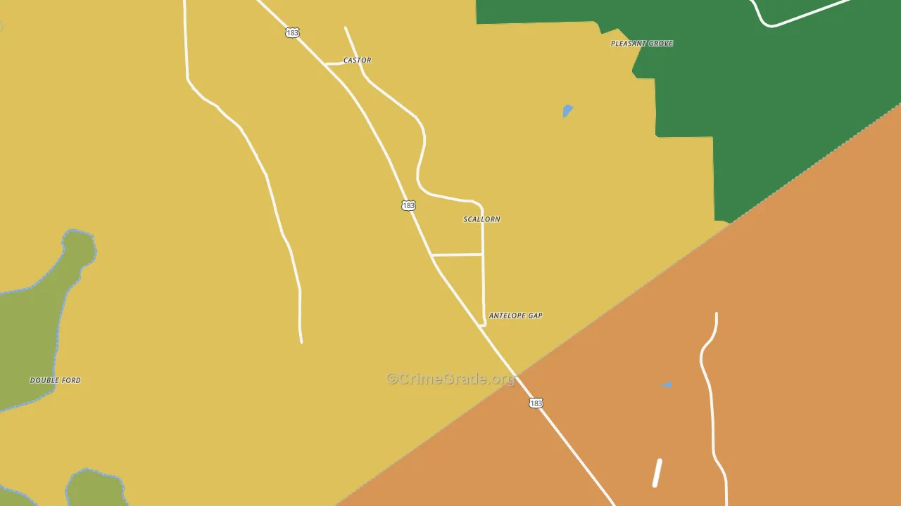 Scallorn, TX Map of Theft Rates