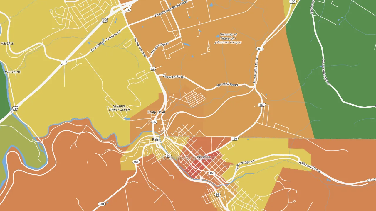 Scalp Level, PA Map of Theft Rates