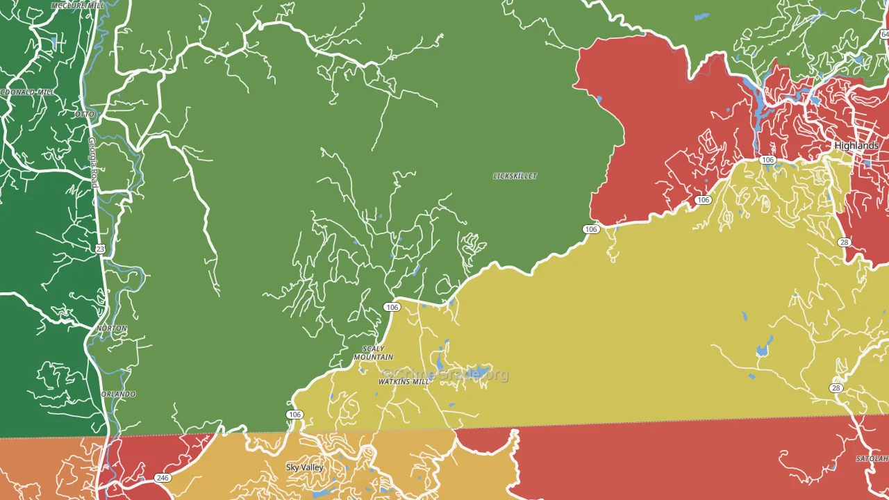 Scaly Mountain, NC Map of Theft Rates