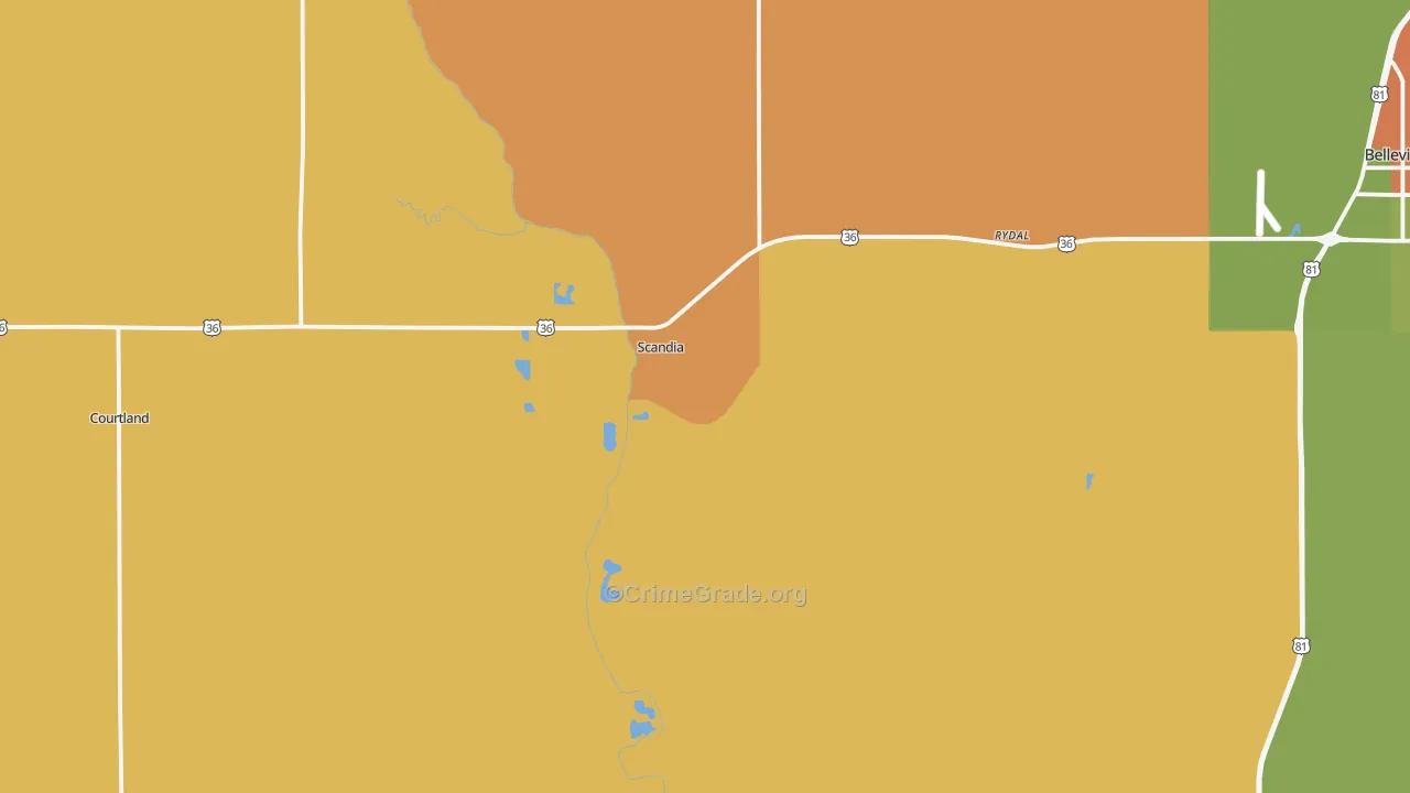 Scandia, KS Map of Theft Rates