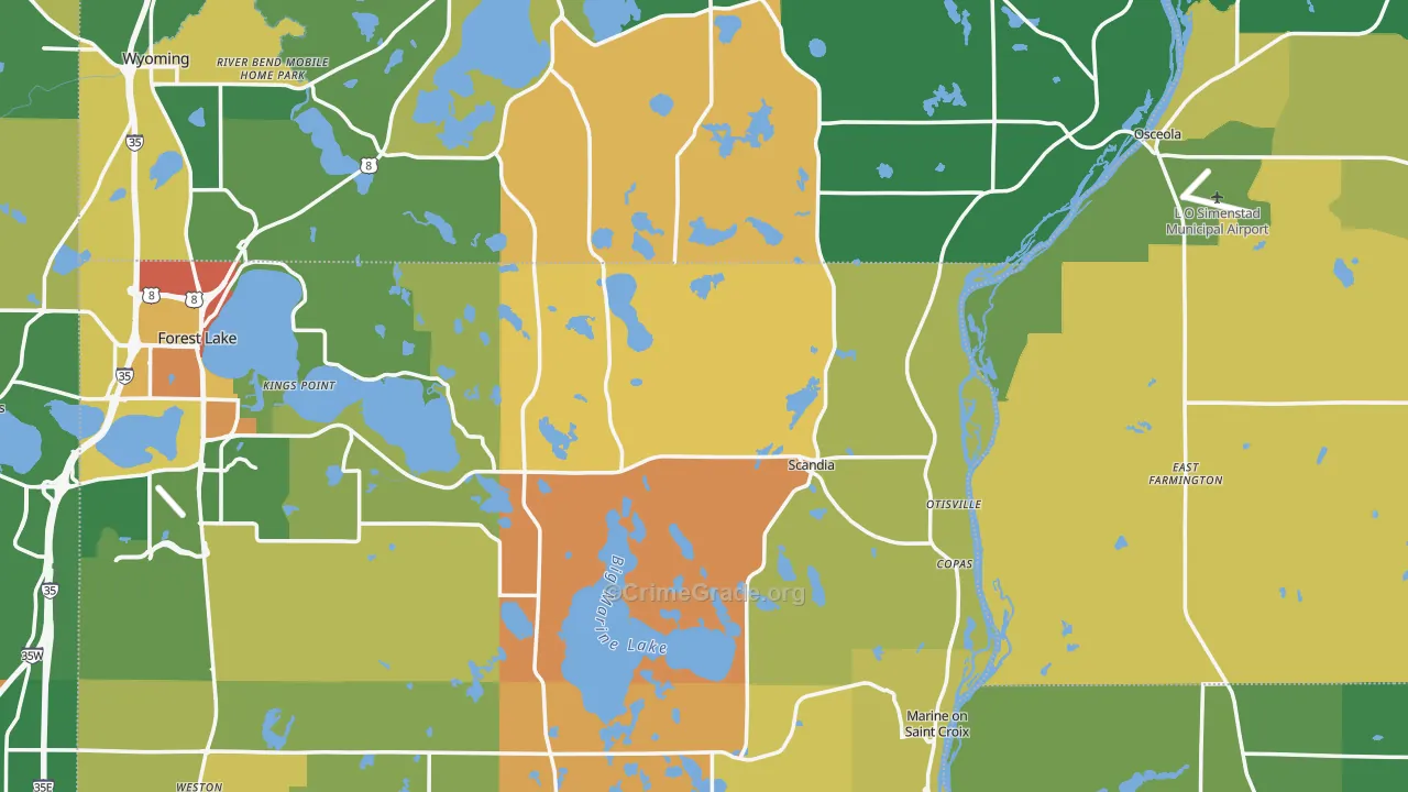Scandia, MN Map of Theft Rates