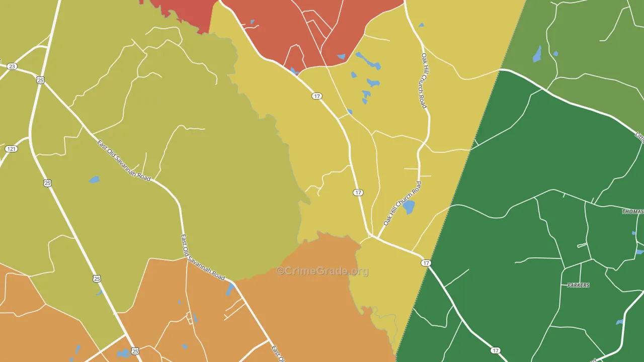 Scarboro, GA Map of Theft Rates