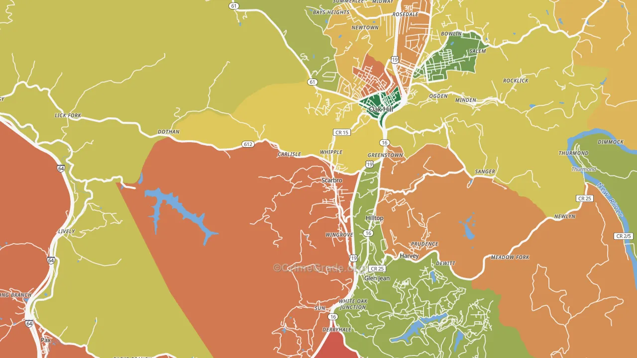 Scarbro, WV Map of Theft Rates