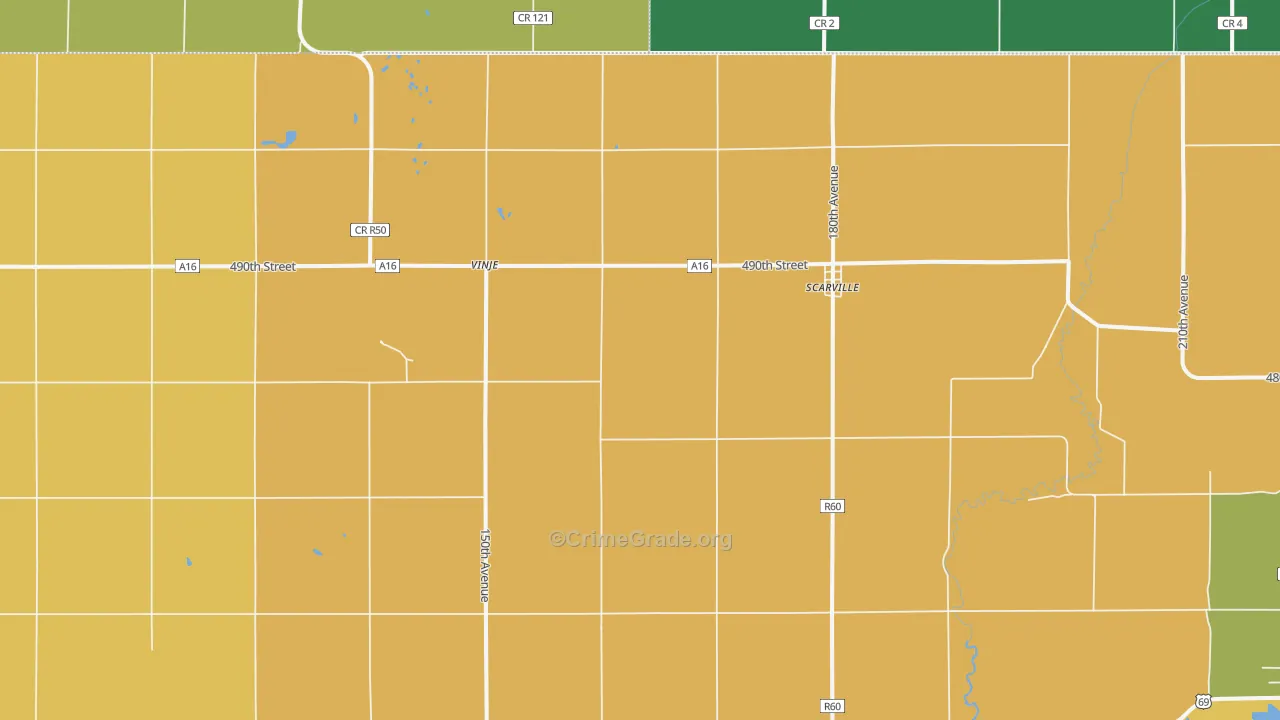 Scarville, IA Map of Theft Rates