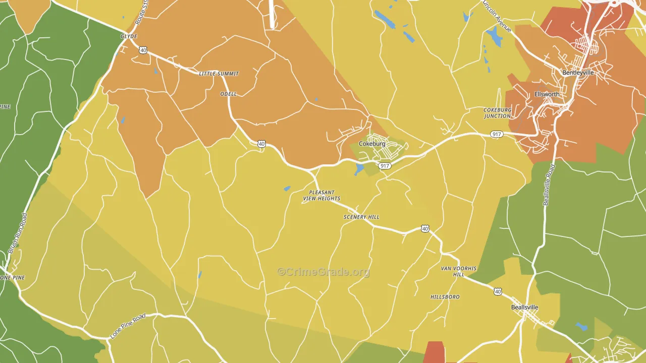 Scenery Hill, PA Map of Theft Rates