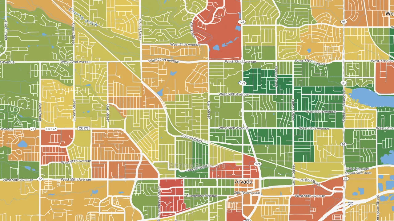 Scenic Heights, Arvada, CO Map of Theft Rates