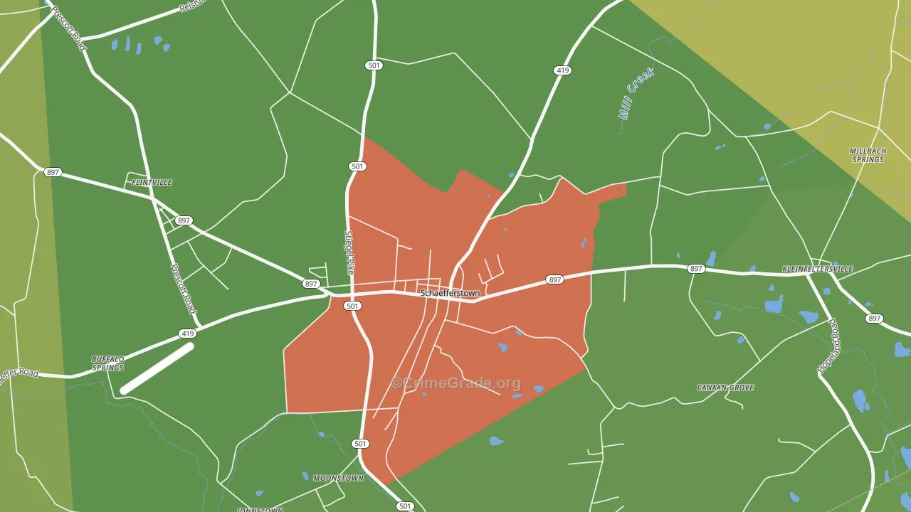 Schaefferstown, PA Map of Theft Rates