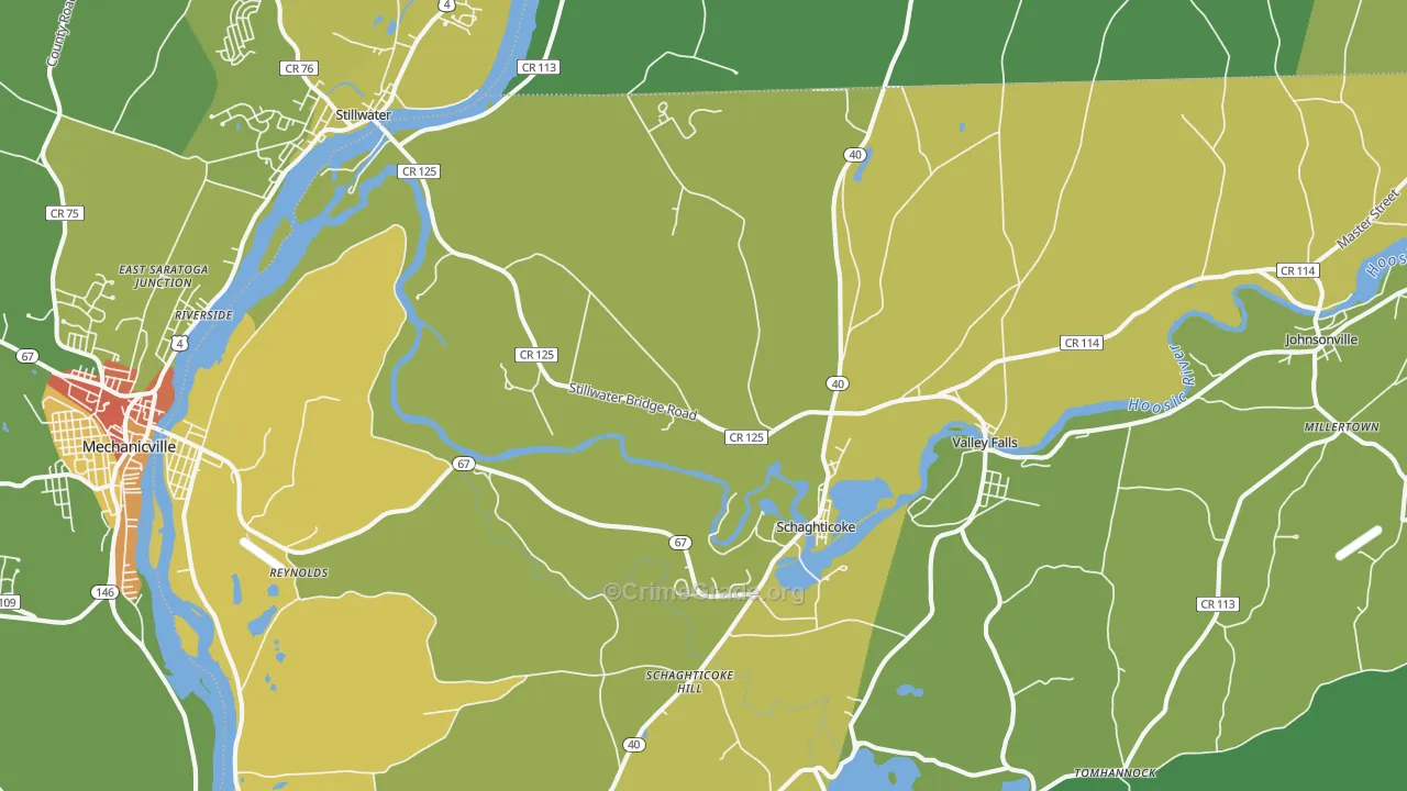 Schaghticoke, NY Map of Theft Rates