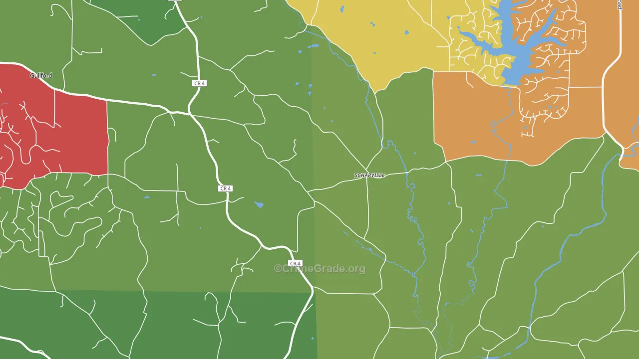 Schapville, IL Map of Theft Rates