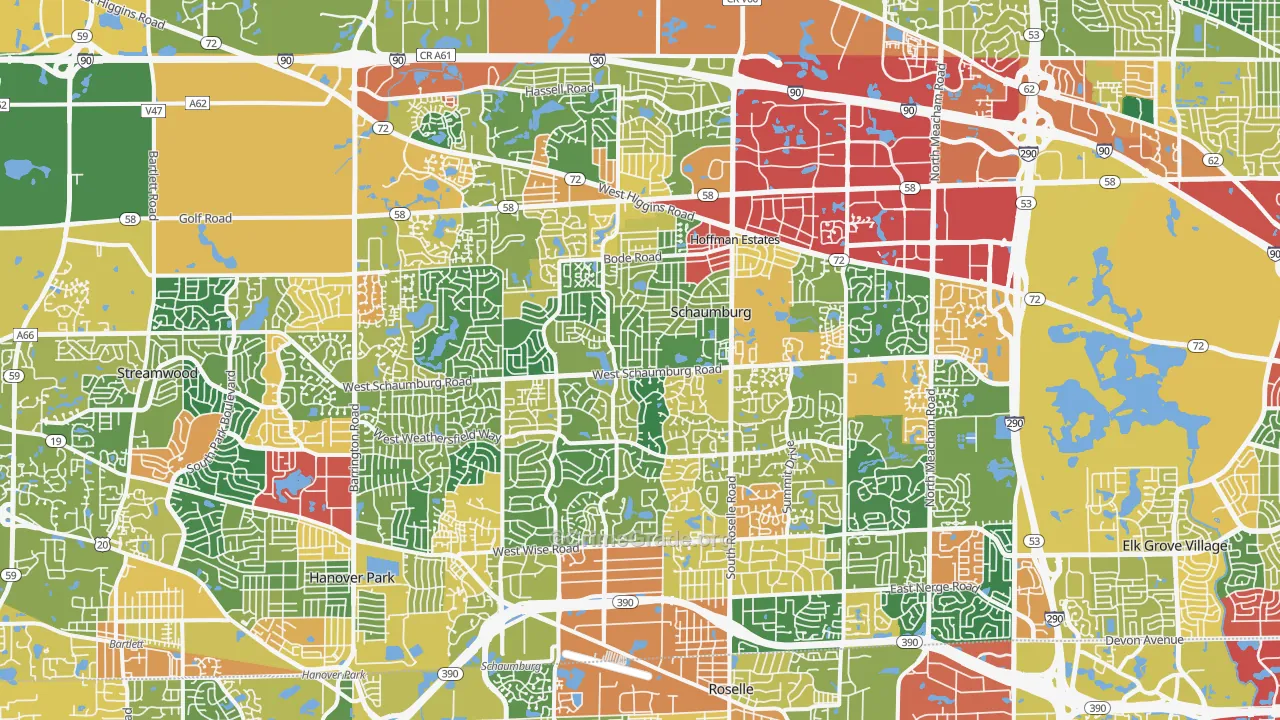 Schaumburg, IL Map of Theft Rates
