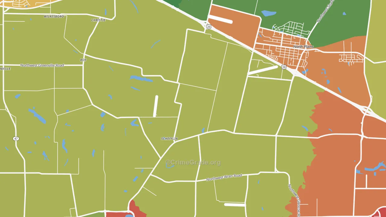 Schefflin, OR Map of Theft Rates