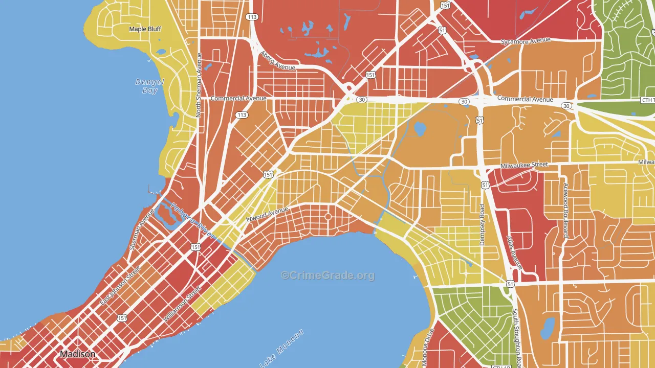 Schenk-Atwood-Starkweather-Yahar, Madison, WI Map of Theft Rates