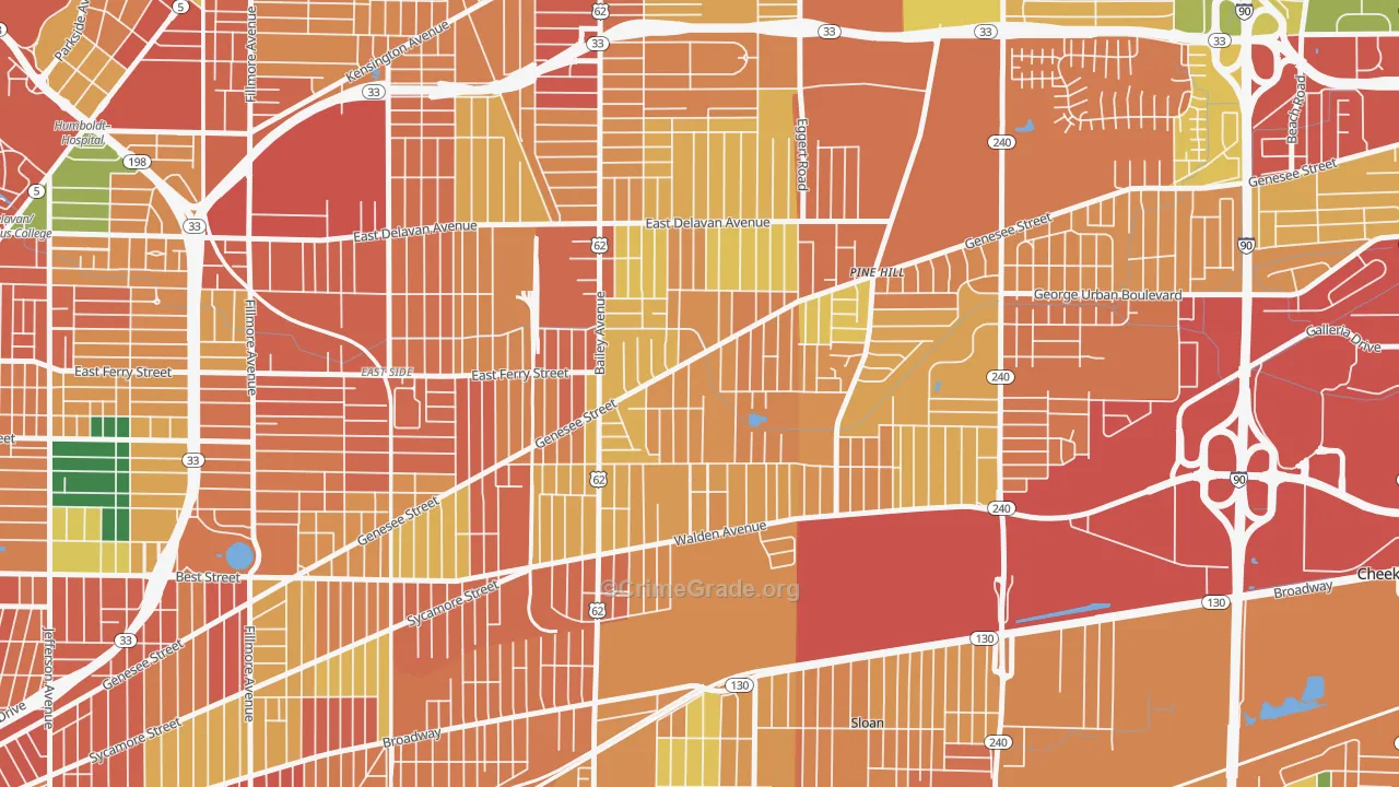 Schiller Park, Buffalo, NY Map of Theft Rates