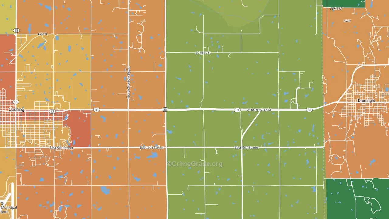 Schlegel, OK Map of Theft Rates