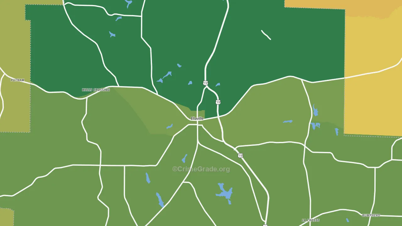 Schley County, GA Map of Theft Rates
