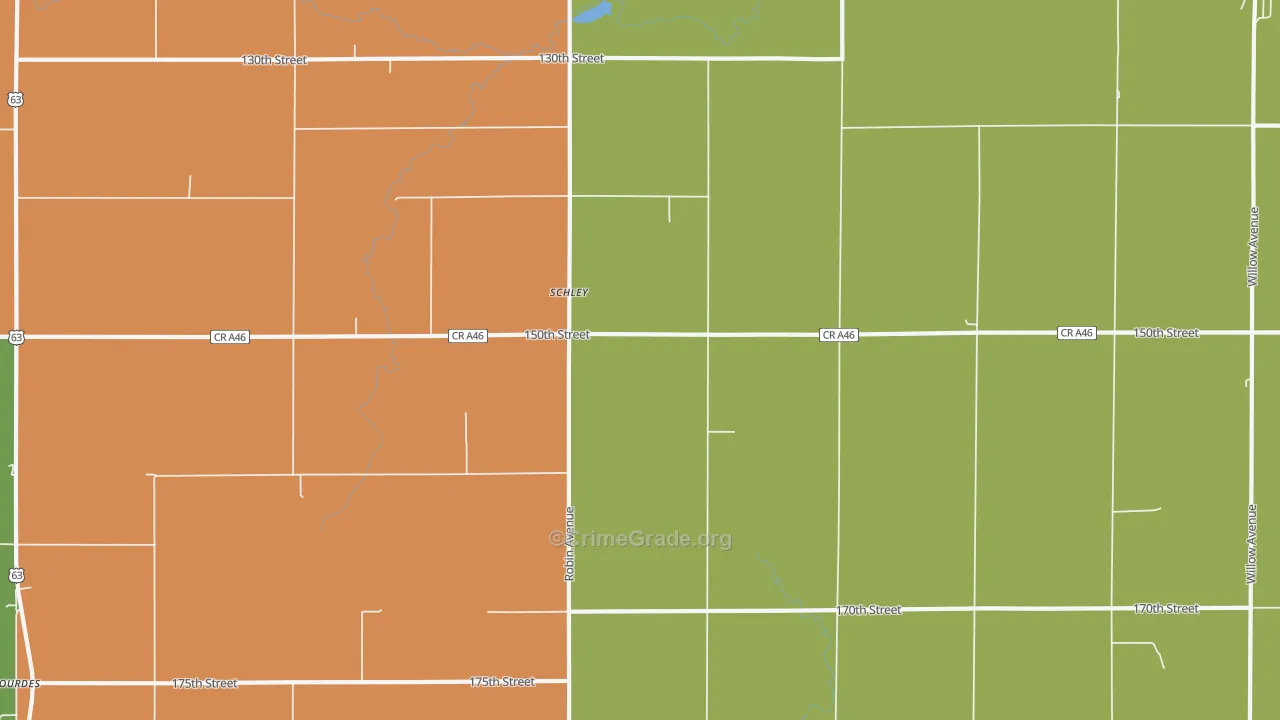 Schley, IA Map of Theft Rates