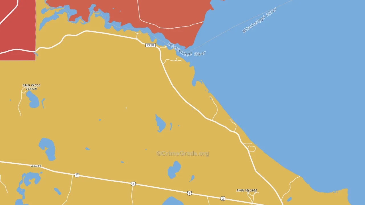 Schley, MN Map of Theft Rates