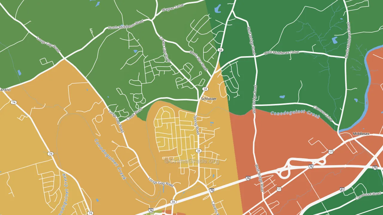 Schlusser, PA Map of Theft Rates