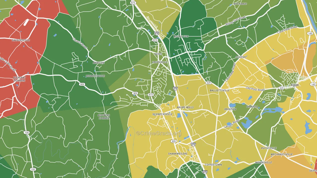 Schnecksville, PA Map of Theft Rates