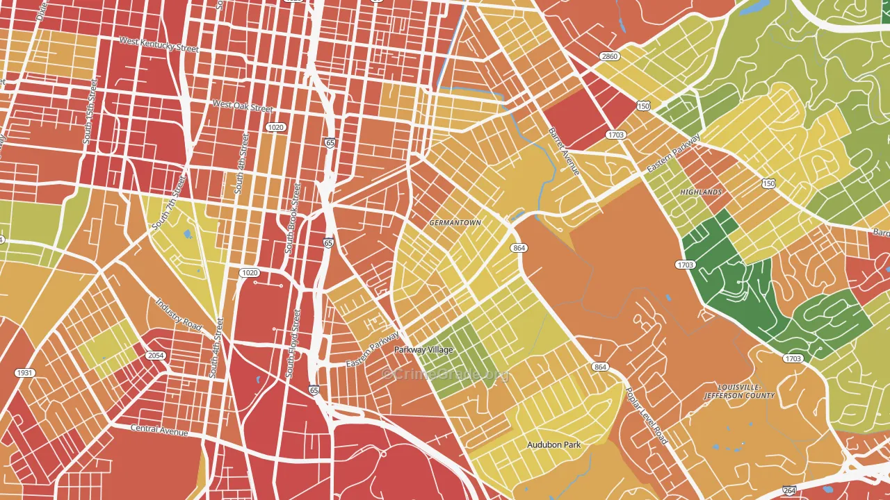 Schnitzelburg, Louisville, KY Map of Theft Rates