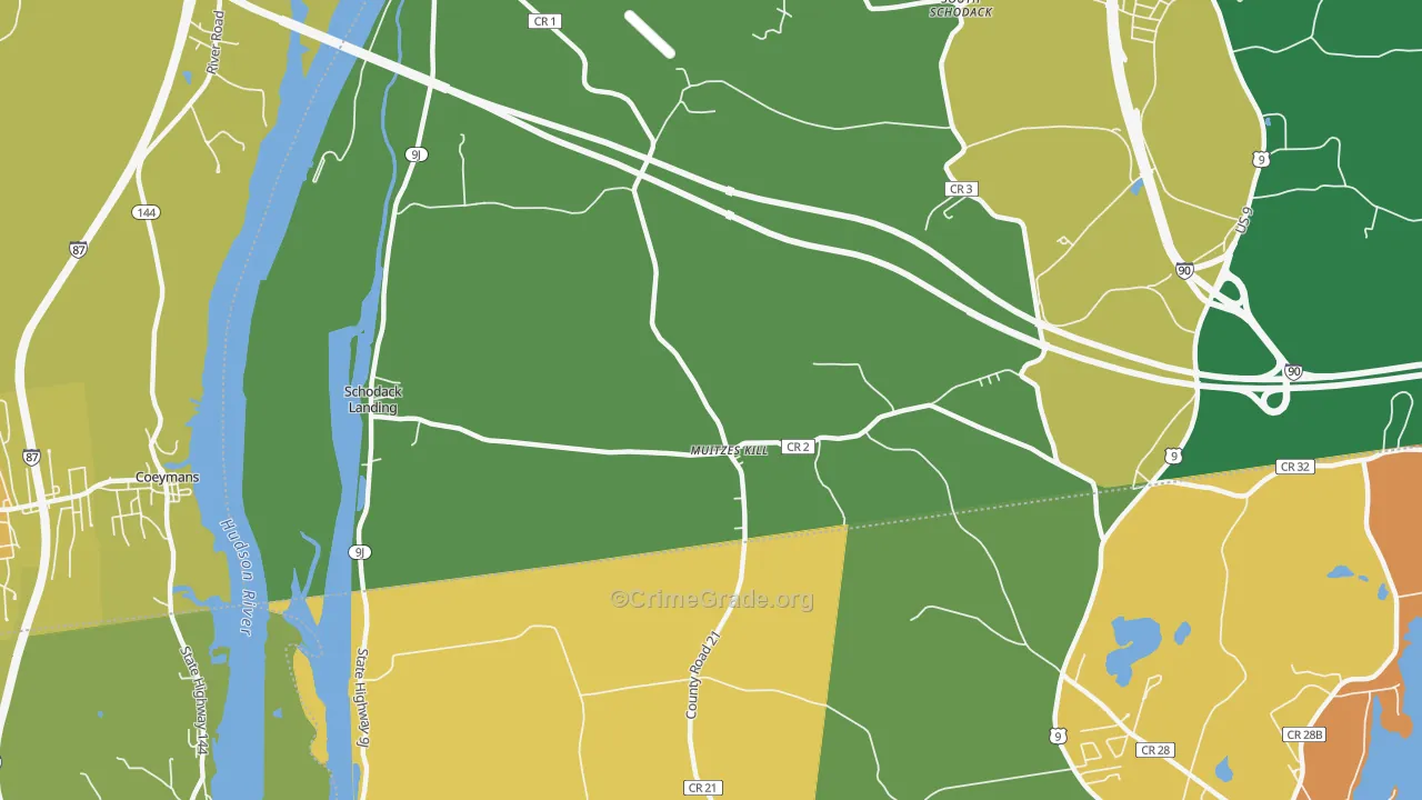 Schodack Landing, NY Map of Theft Rates