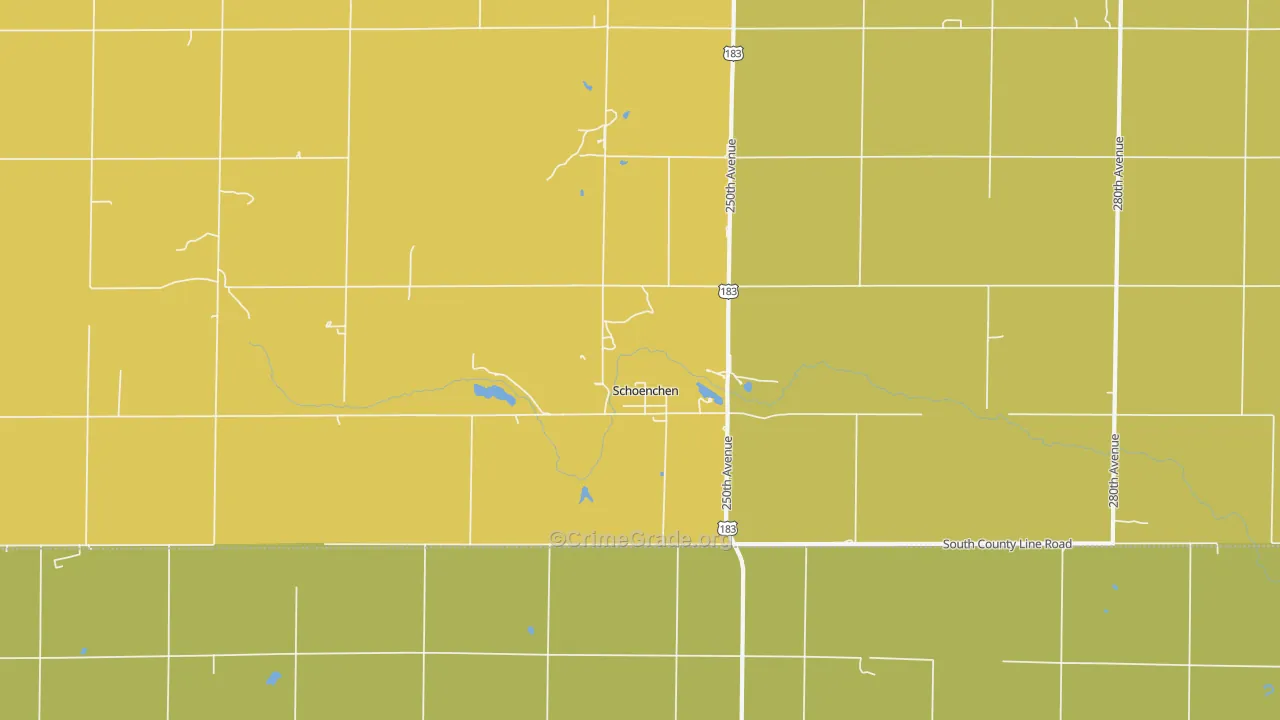 Schoenchen, KS Map of Theft Rates