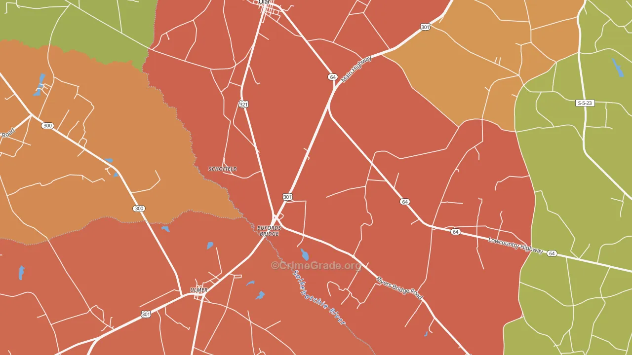 Schofield, SC Map of Theft Rates