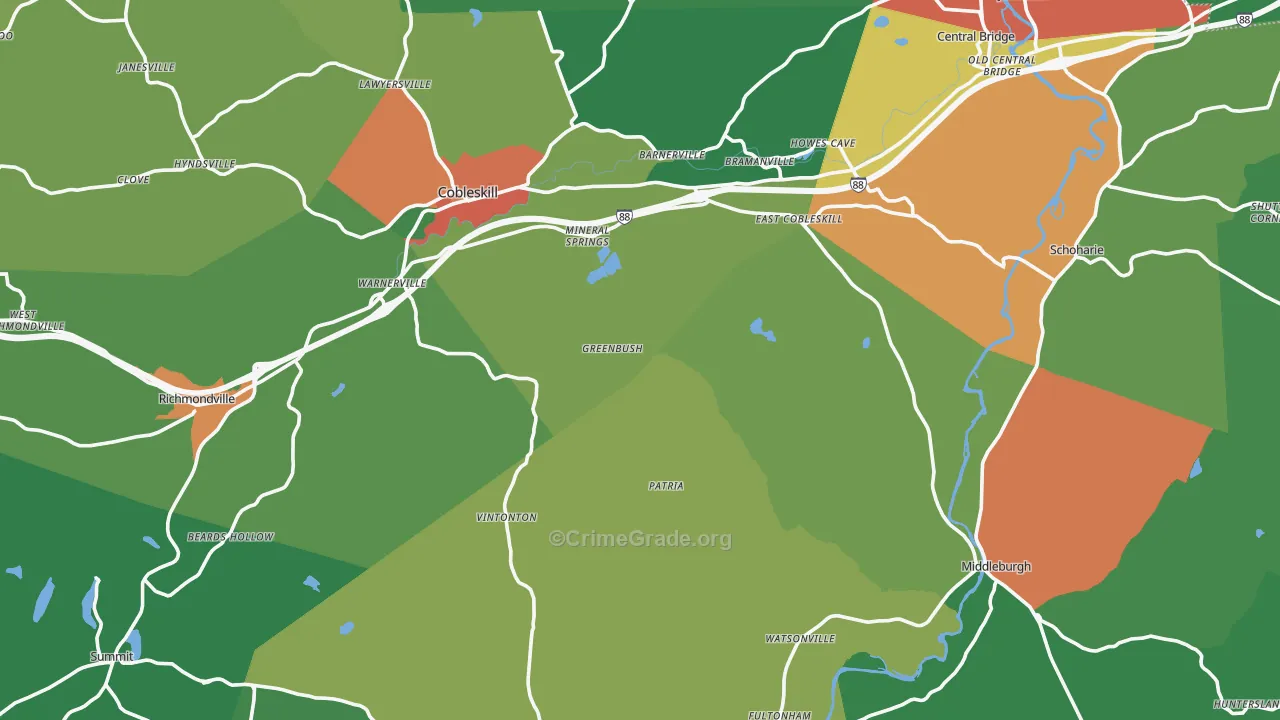 Schoharie County, NY Map of Theft Rates