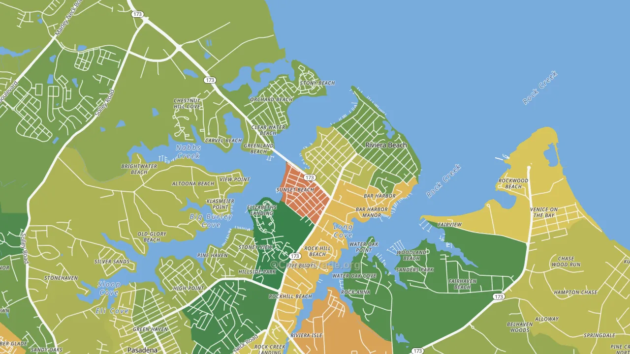 School Gardens, Riviera Beach, MD Map of Theft Rates