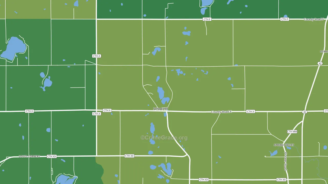 School Hill, WI Map of Theft Rates