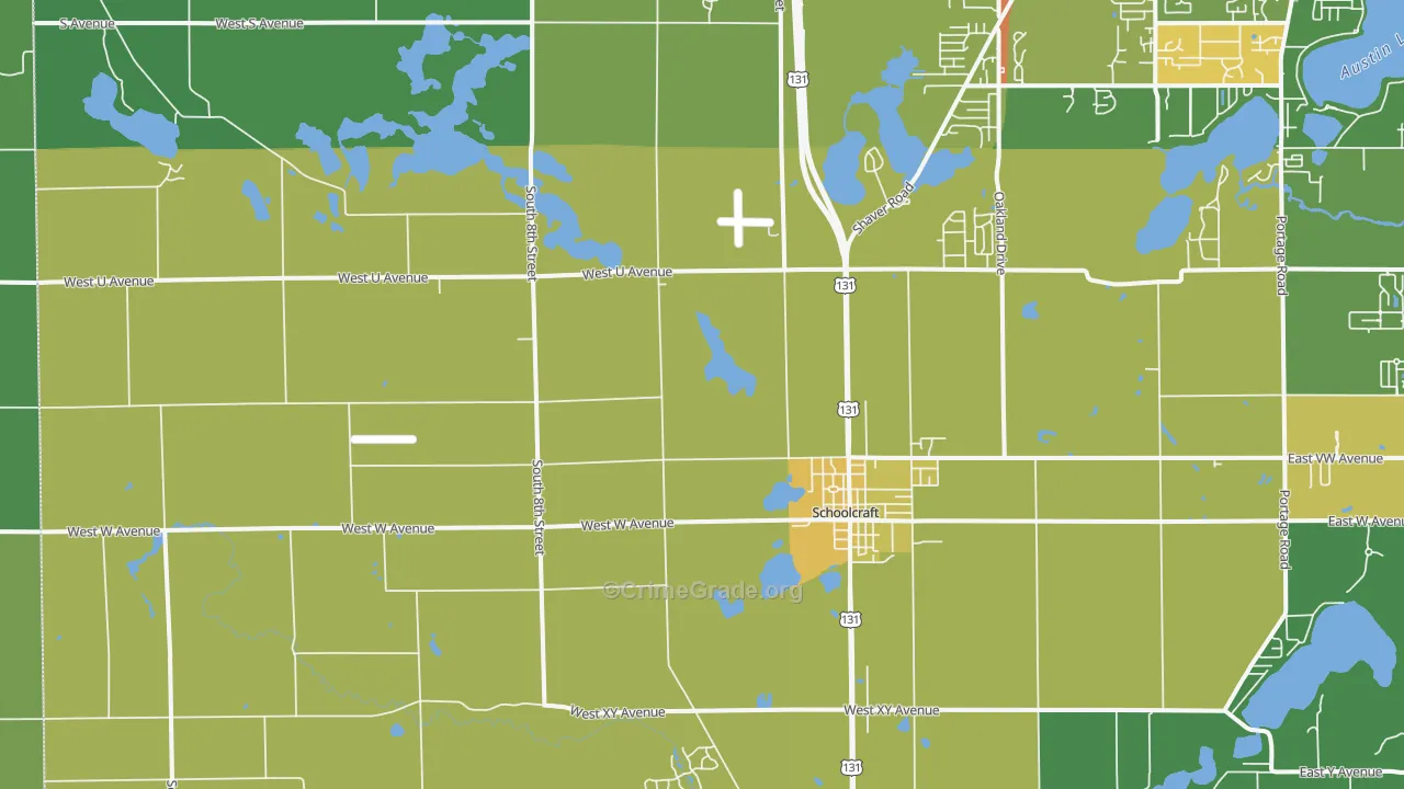 Schoolcraft, MI Map of Theft Rates