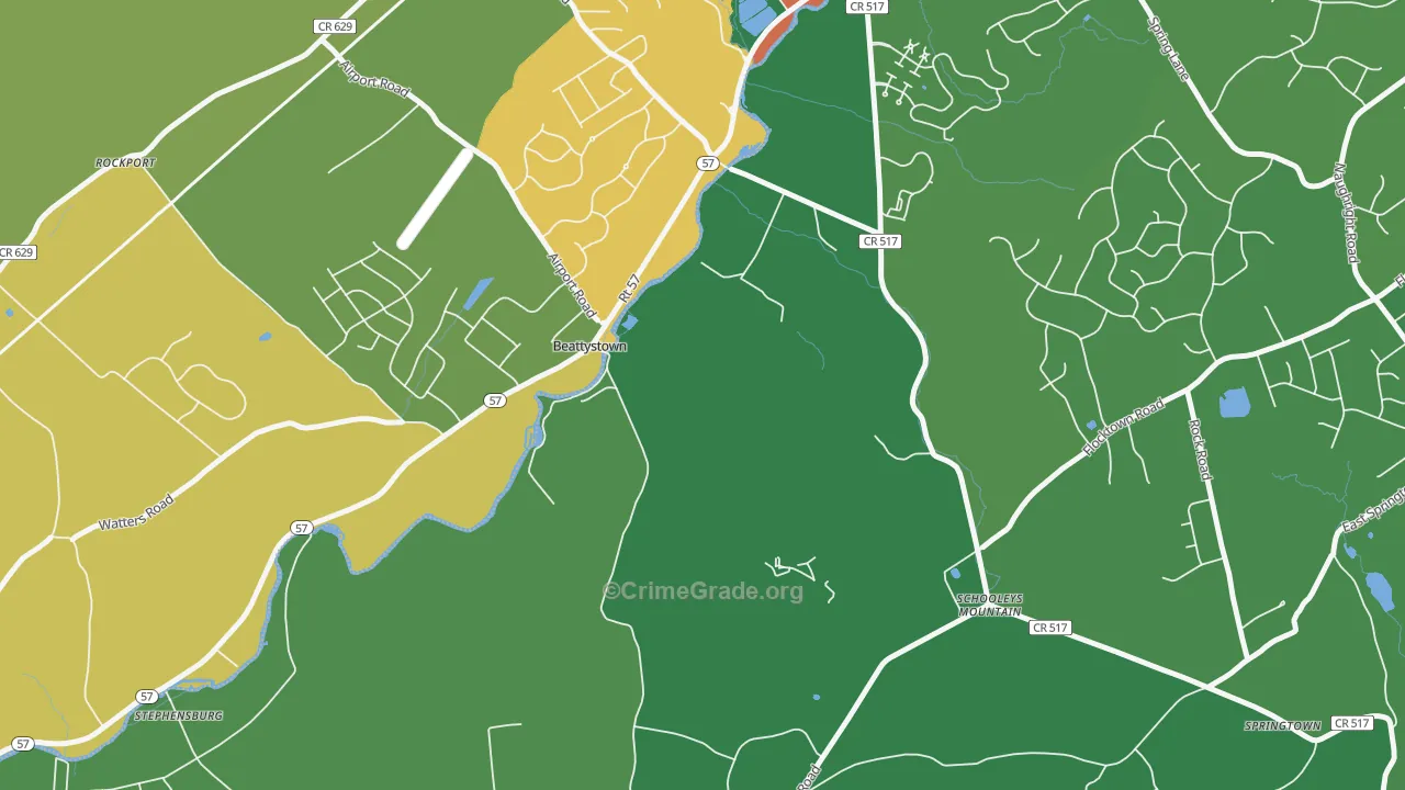 Schooleys Mountain, NJ Map of Theft Rates