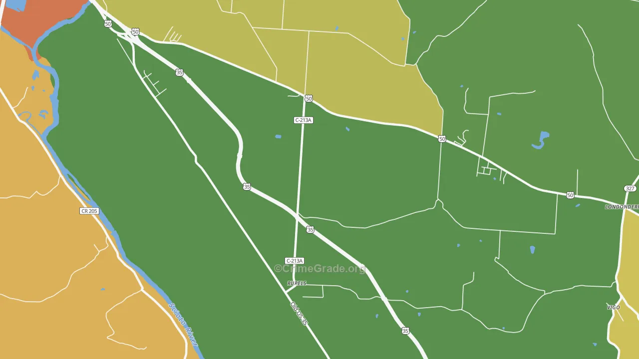 Schooleys, OH Map of Theft Rates