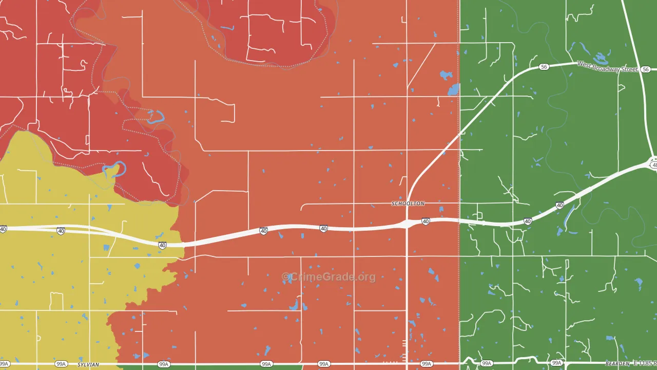 Schoolton, OK Map of Theft Rates