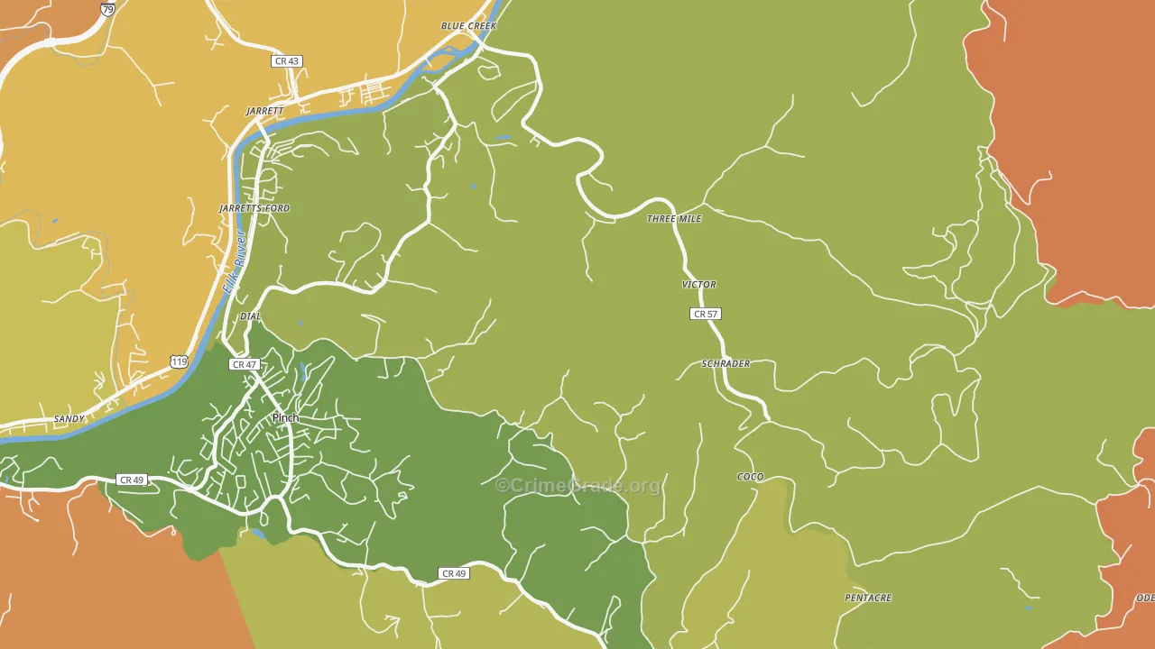Schrader, WV Map of Theft Rates