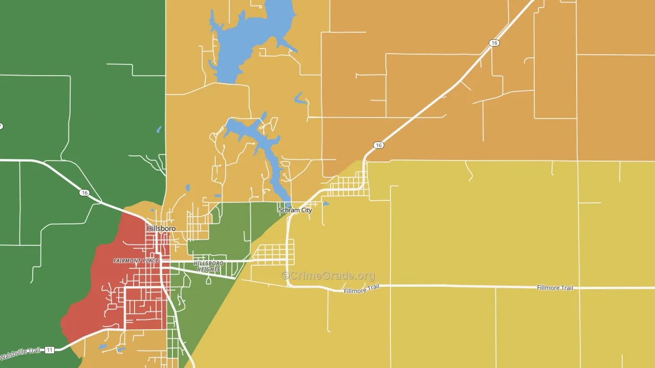 Schram City, IL Map of Theft Rates